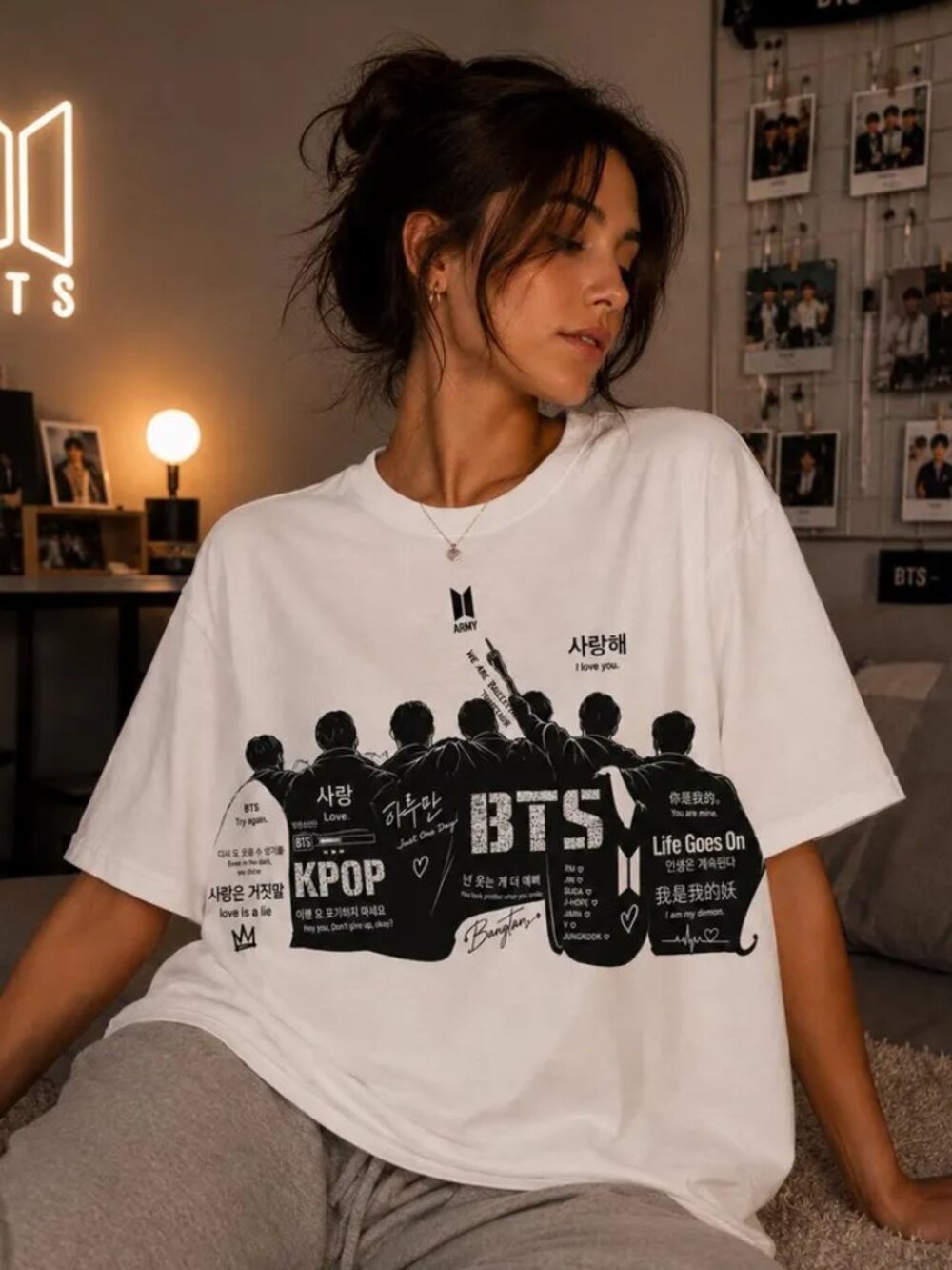 BTS Silhouette Crew T-Shirt K-Pop Band Graphic Tee
